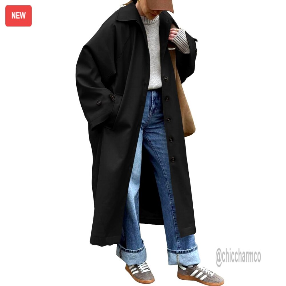 Oversized Trench Coat Windproof Polyester Recycle… - image 1